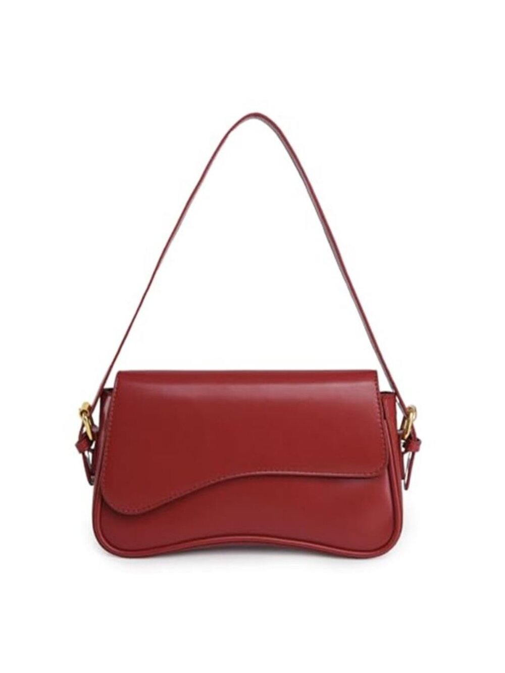 Red Y2K Shoulder Bag for Women Retro PU Leather Underarm Hobo Purse